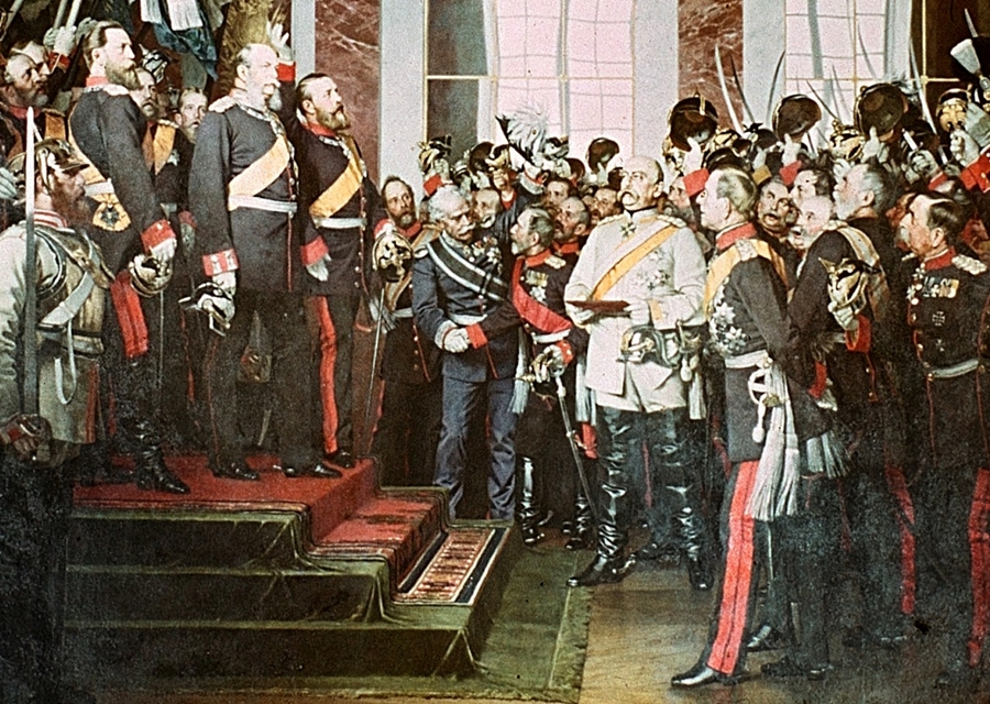 Конституция германии 1871 года. Бисмарк провозглашение германской империи. Провозглашена Германская Империя 1871. Коронация Вильгельма 1.