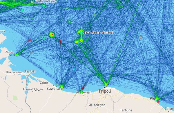 contrabbando clandestini - marinetraffic-density