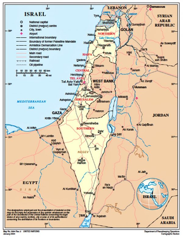 onu ignora capitale israele - 2004-01-map-of-israel